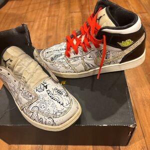 Nike Kids High-Top Sneakers with Red and Black Accents